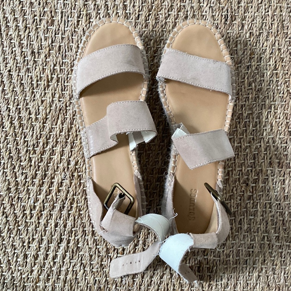 Soludos Palma Suede blush platform espadrille wedges